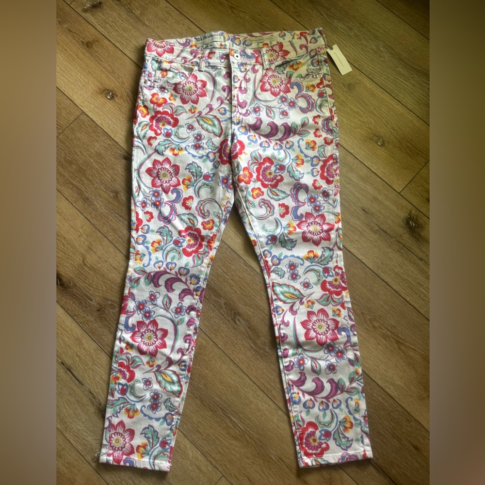 Pilcro and the‎ Letterpress Anthropologie Floral Mid-Rise Skinny Ankle size 32